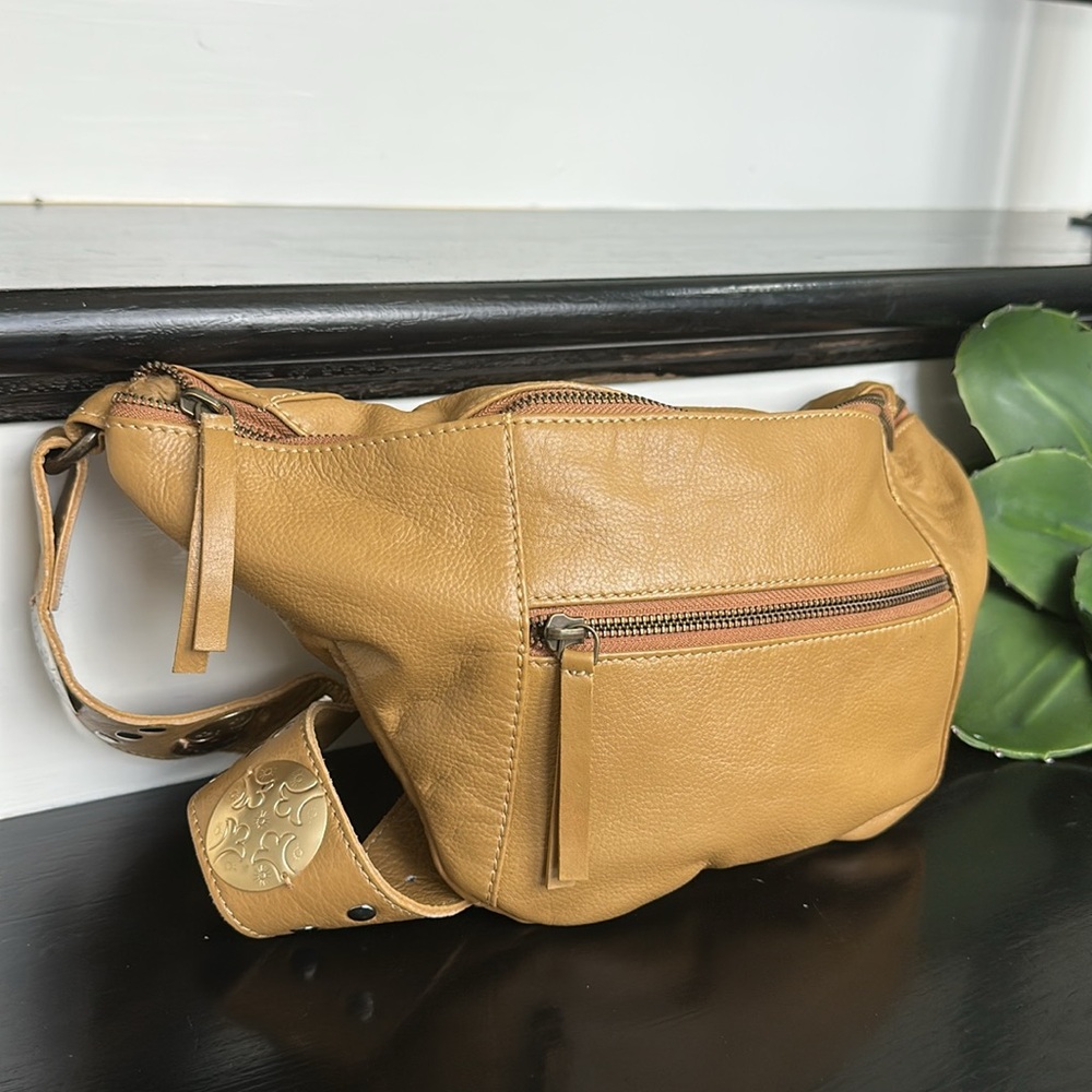 Free People Tan Leather Crossbody Belt Bag with Studded Strap - Picture 8 of 14